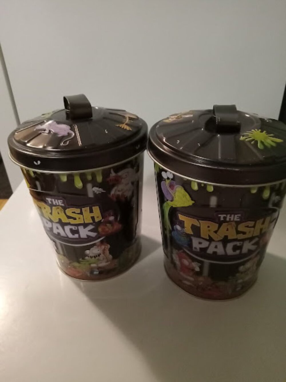 2 X Large Trash Pack Can Collector's Tin - Black - Empty